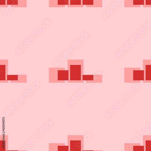 Seamless pattern of large isolated red winners podium symbols. The elements are evenly spaced. Vector illustration on light red background