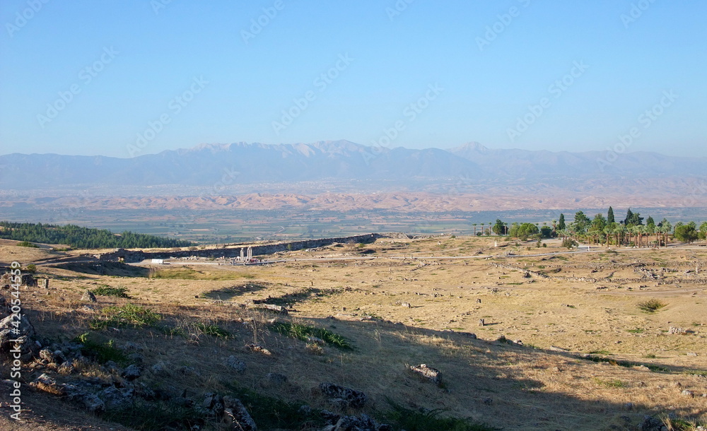 Hierapolis. Ancient city in Turkey. The ruins of the ancient city. Hierapolis - Pamukkale.