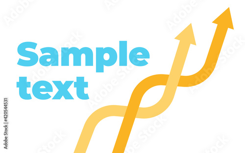 Two upward intertwining trend arrows with space for text. Price rise. Banner template