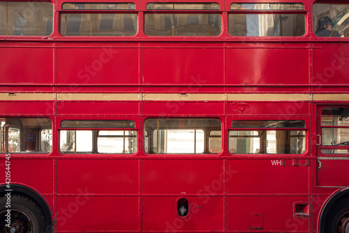 An old traditional London red bus photo