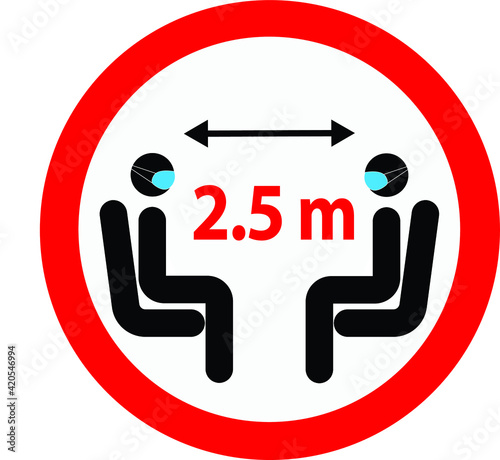 Coronavirus safety distance between humans. Recommended social distance between chairs 2.5 meters.
