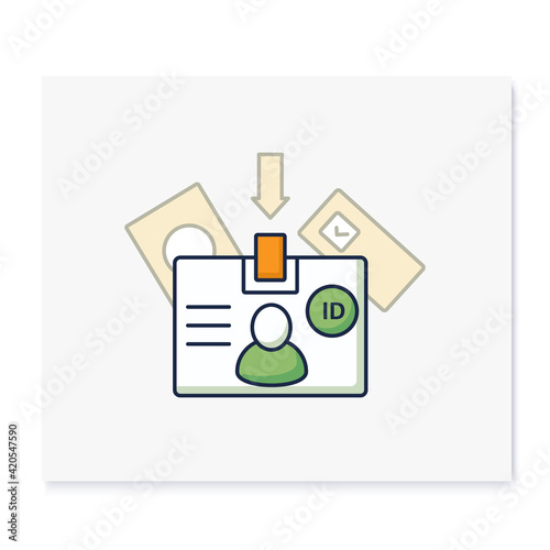 Voter id color icon. Verified voter. Social security card number. Choice, vote concept. Democracy. Parliamentary or presidential elections. Isolated vector illustration