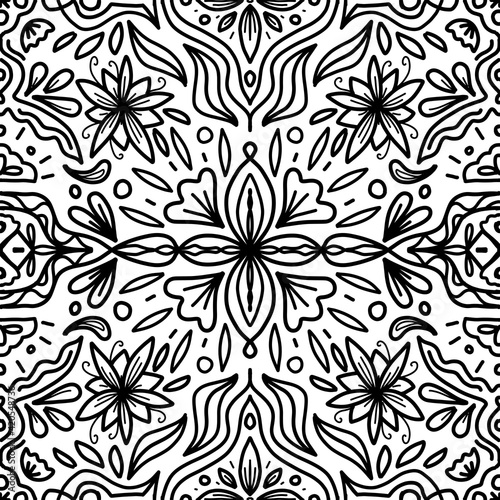 vintage black and white seamless pattern