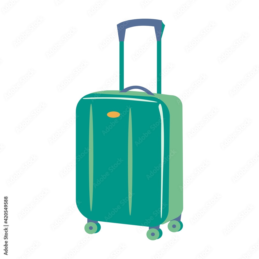 Green suitcase Flat vector icon on whote background Green suitcase Flat vector icon on whote background