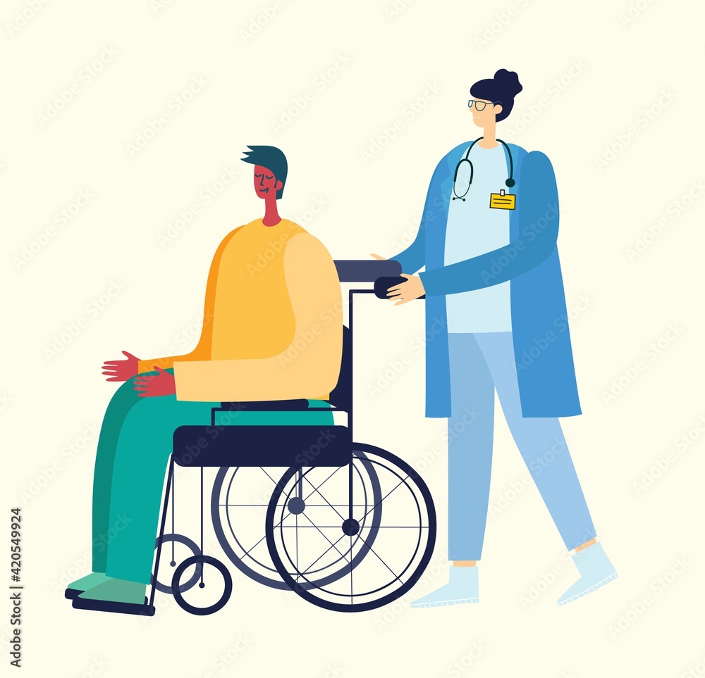 Set of older people in flat style. Elderly people in different situations with caregivers Set of older people in flat style. Elderly people in different situations with caregivers