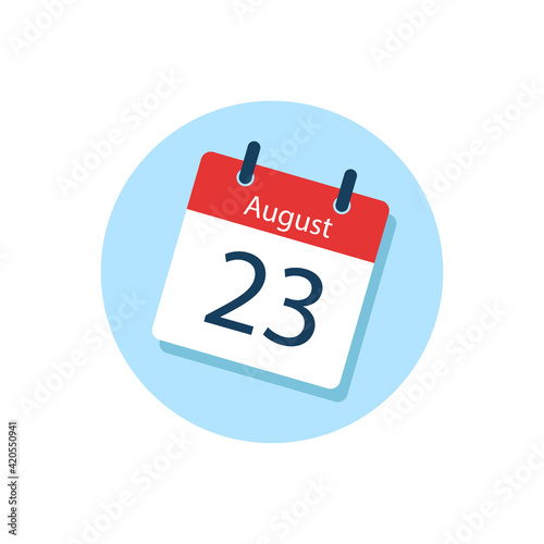 White daily calendar Icon August in a Flat Design style. Easy to edit Isolated vector Illustration.