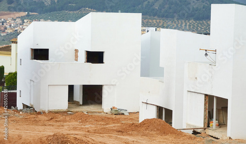 Residential white houses under construction