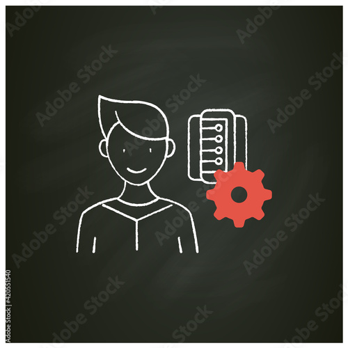 Information management chalk icon. Collect, manage, preserve, store and deliver information. Information overload concept. Isolated vector illustration on chalkboard
