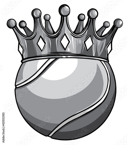 monochromatic King of tennis concept, a tennis ball wearing a gold crown vector