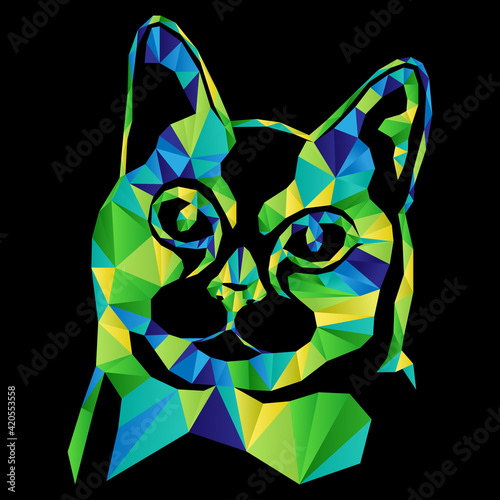 Mosaic of serious cat
