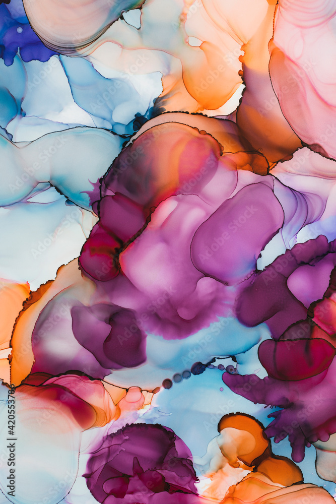 Liquid abstract painting made out of inks
