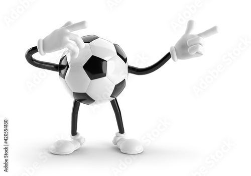 Soccer ball character with hands and legs isolated on white background. 3d rendering