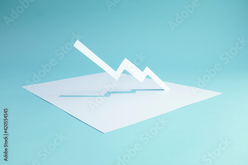 Decline, a 3D paper graph representing decline in a commodity or market