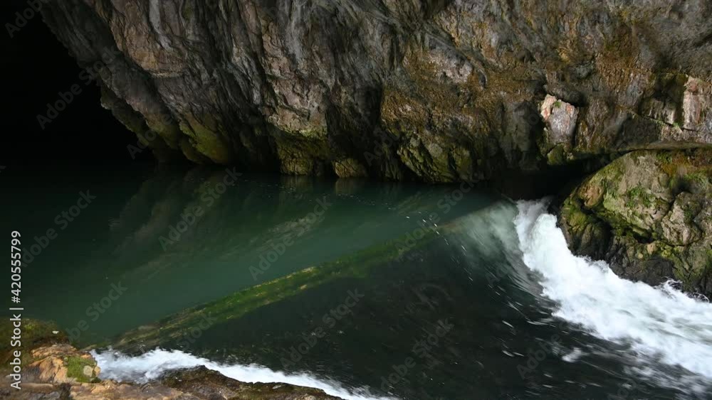 Karst Subterranean Rivers Underground river flowing out of Planina Cave in Slovenia. Amazing ...