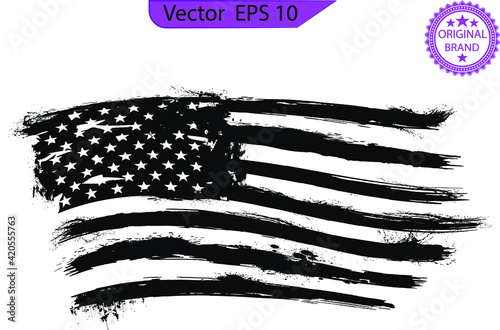 USA Flag - Distressed American flag with splash elements, eps 10, patriot flag, military flag, American flag