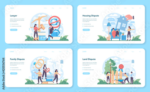 Professional lawyer web banner or landing page set. Punishment