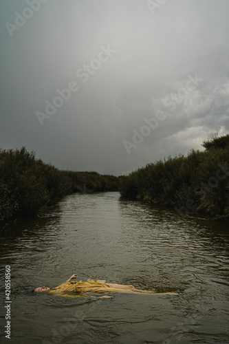 drowned woman swimming in the river