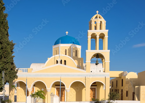 St George Church in Oia village on Santorini island, Greece