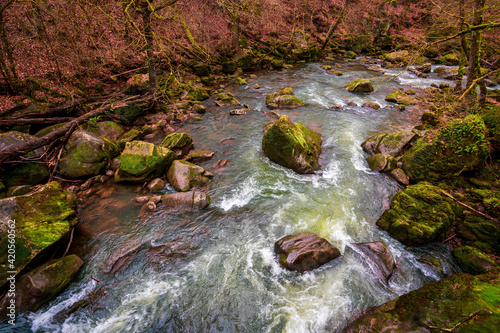 The Irrel waterfalls of the Prüm. The rapids in the lower reaches of the Prüm near Irrel in the Eifel, Germany. photo