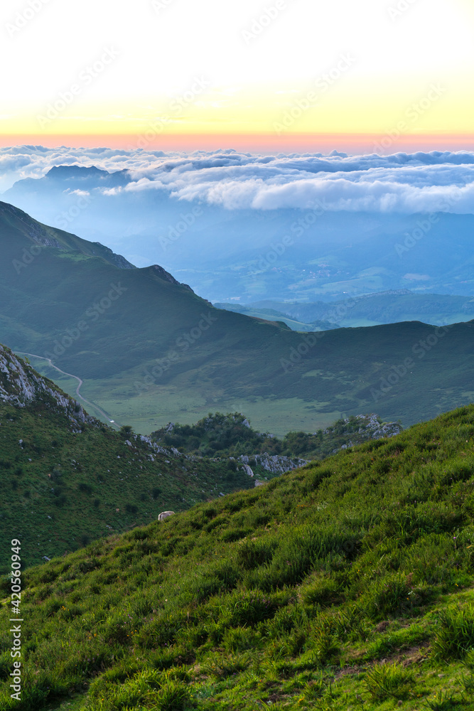 High mountain rural landscape at sunset High mountain rural landscape at sunset