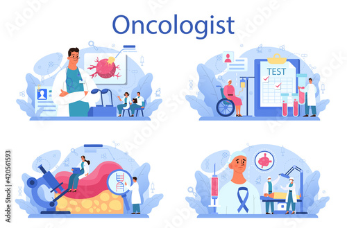 Professional oncologist set. Cancer disease diagnostic and treatment.