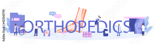 Orthopedics typographic header. Idea of joint and bone treatment.
