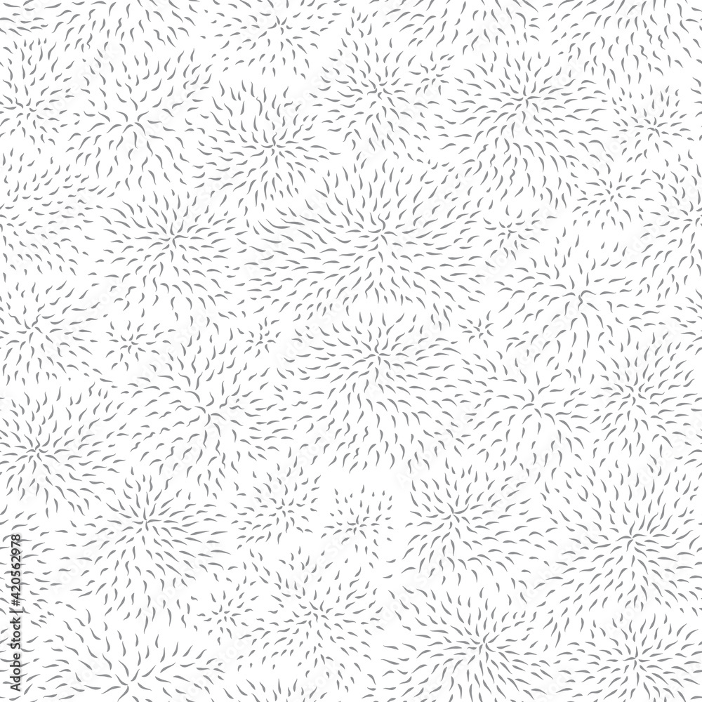 Vector seamless pattern of thin contour line grey leaves foliage on a white background