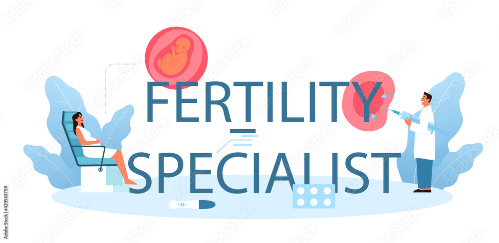 Fertility specialist typographic header. Human anatomy, biological material