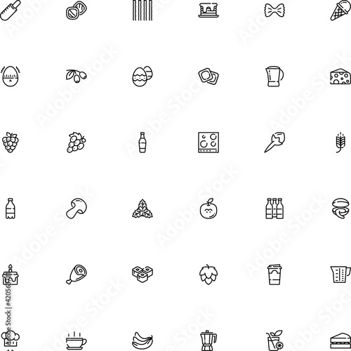 icon vector icon set such as: cultivation, appliance, yellow, kettle, barbecue, peppermint, roll, steak, lettuce, mentha, cool, mustard, cap, drumstick, scale, domestic, hour, cookie, smoothie