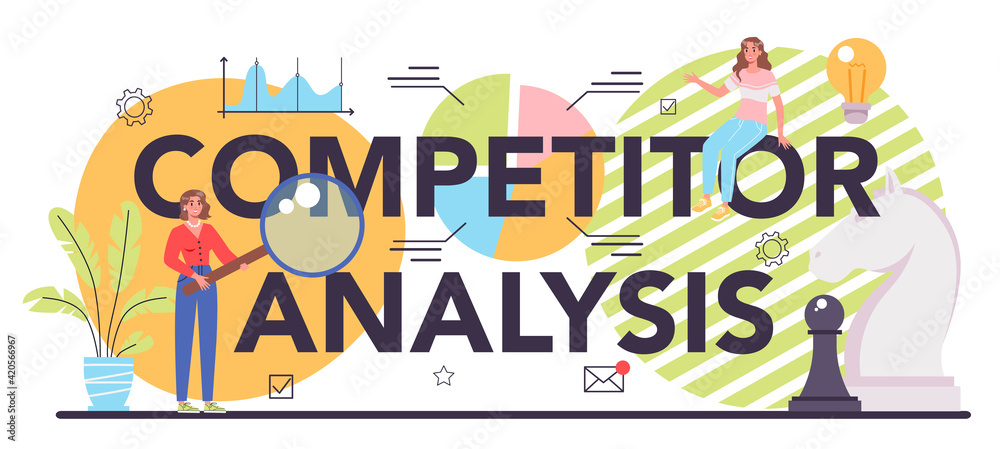 Fototapeta Competitor analysis typographic header. Business competition. Market research