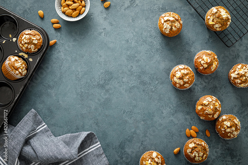 Healthy gluten free almond muffins with nut slices