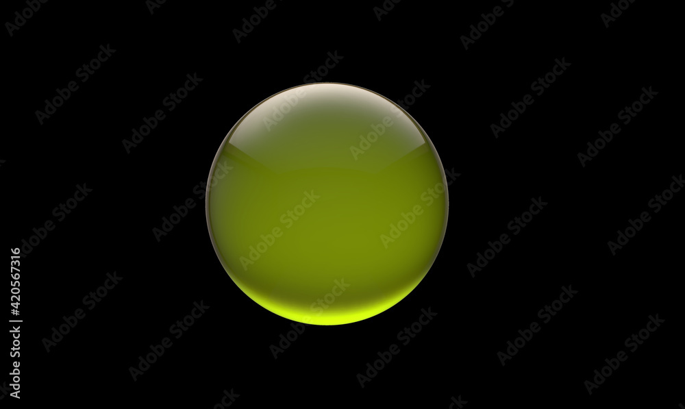 3d sphere green glassy button icon