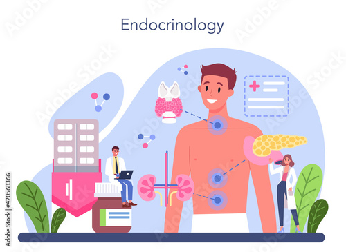 Endocrinologist concept. Thyroid gland examination. Doctor examine