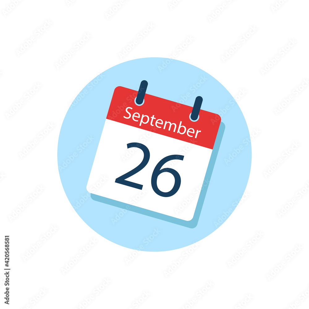 White daily calendar Icon September in a Flat Design style. Easy to edit Isolated vector Illustration. White daily calendar Icon September in a Flat Design style. Easy to edit Isolated vector Illustration.