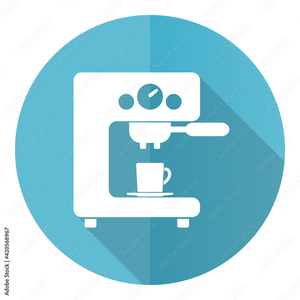 Coffee machine blue icon, flat design vector illustration in eps 10 for webdesign and mobile applications