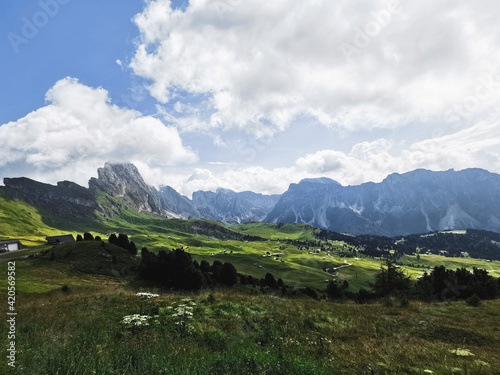 Panorama seen from the main hiking road to seceda.