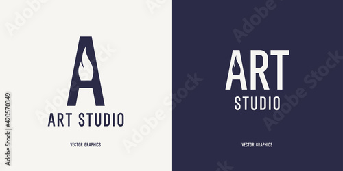 A modern, concise sign for an art studio. An emblem, for an art salon or creative workshop.