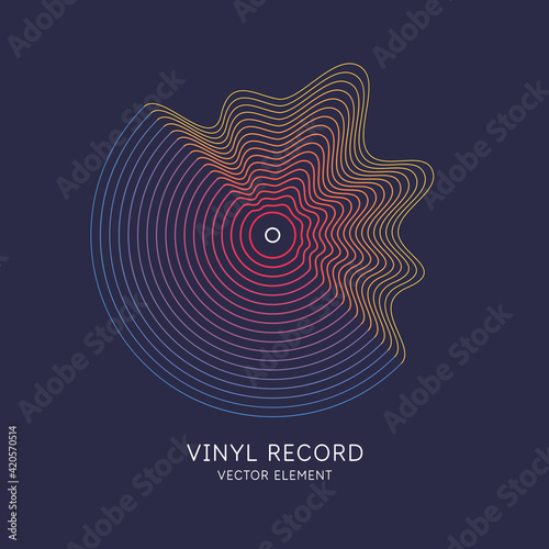Poster of the Vinyl record. Vector illustration on dark background