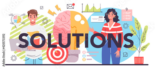 Solutions typographic header. Solving the problem and finding creative