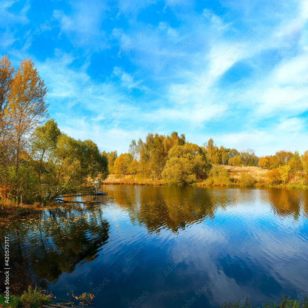 Autumn landscape with lake and trees Autumn landscape with lake and trees