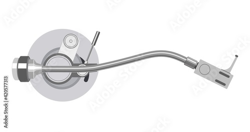 Tonearm top view. Part of a vinyl record player. Vector illustration photo