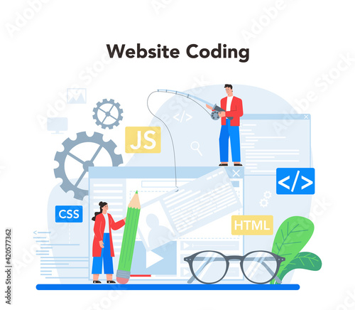 Frontend development concept. Website interface design improvement.