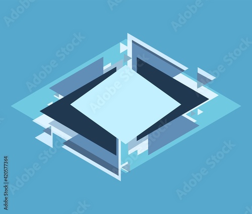 Abstract triangles forms on blue background. Simple geometric pattern vector illustration.