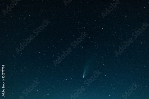 Night sky with Neowise comet photo