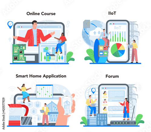 Internet of things online service or platform set. Idea of smart wireless