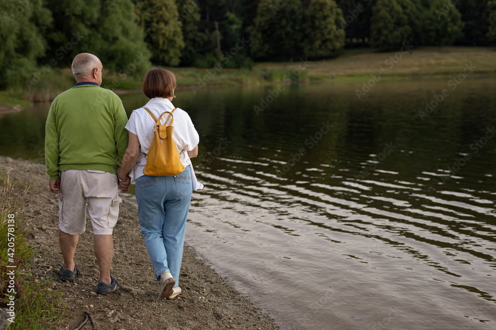 Senior partners enjoying a walk together Senior partners enjoying a walk together