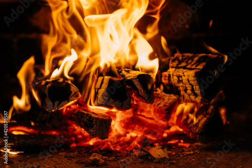 burning wood firewood