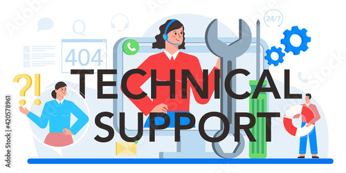 Technical support typographic header. Idea of customer service