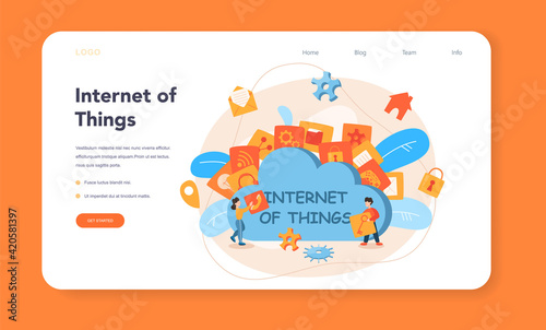 Internet of things web banner or landing page. Idea of cloud