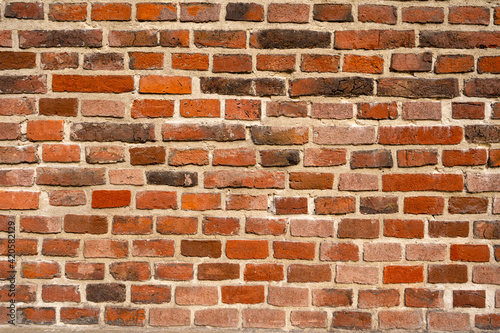 Old, red brick wall background